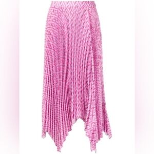 Versace Ladies Pink/Fuxia La Greca Pleated Midi Skirt Size 42